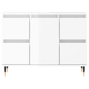Meuble de salle de bain en dérivé du bois blanc brillant 80x33x60 cm v6579 - Vetonek