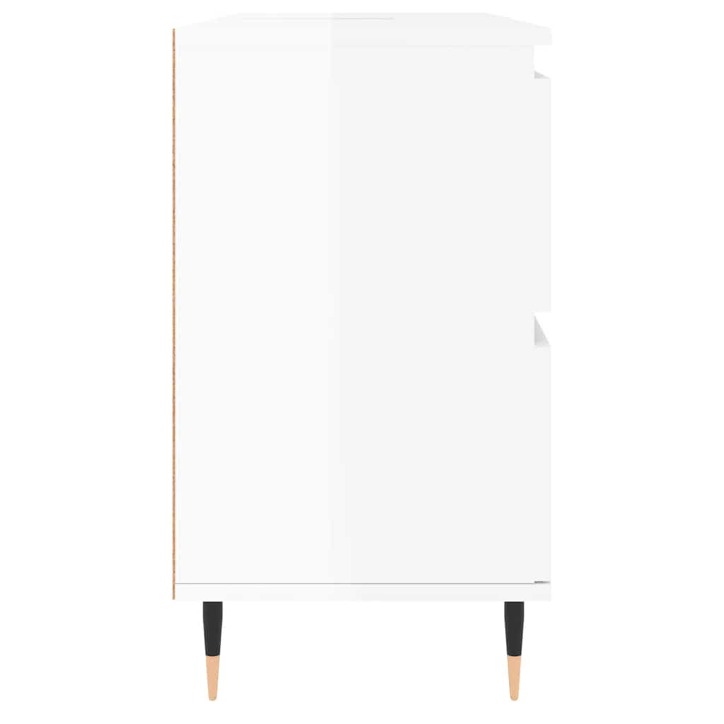 Meuble de salle de bain en dérivé du bois blanc brillant 80x33x60 cm v6579 - Vetonek