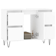 Meuble de salle de bain en dérivé du bois blanc 80x33x60 cm - Vetonek