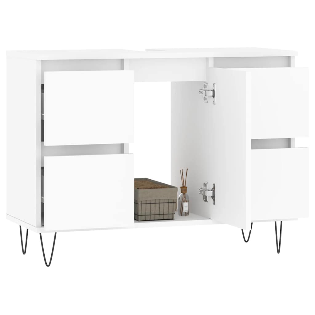 Meuble de salle de bain en dérivé du bois blanc 80x33x60 cm - Vetonek