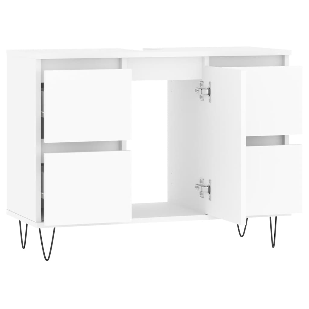 Meuble de salle de bain en dérivé du bois blanc 80x33x60 cm - Vetonek