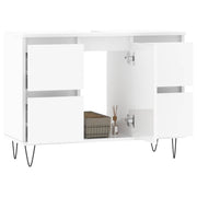 Meuble de salle de bain en dérivé du bois blanc brillant 80x33x60 cm v6654 - Vetonek