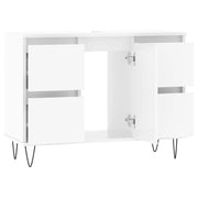 Meuble de salle de bain en dérivé du bois blanc brillant 80x33x60 cm v6654 - Vetonek