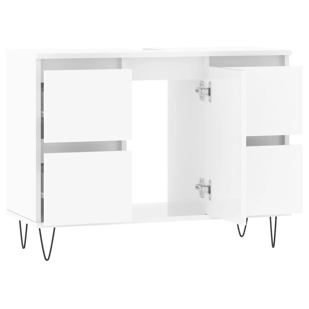Meuble de salle de bain en dérivé du bois blanc brillant 80x33x60 cm v6654 - Vetonek