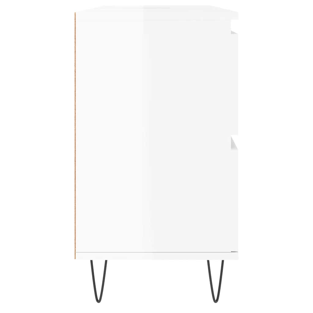 Meuble de salle de bain en dérivé du bois blanc brillant 80x33x60 cm v6654 - Vetonek