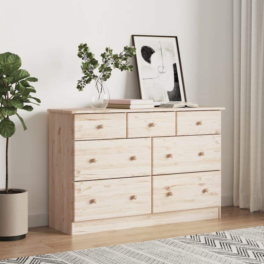 Commode haute en bois de pin massif 112x35x73 cm v6530 Vetonek