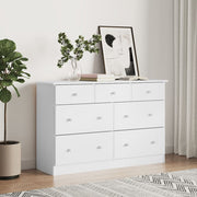 Commode haute en bois de pin blanc massif 112x35x73 cm v6547 Vetonek