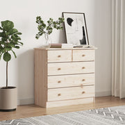 Commode haute en bois de pin massif 77x35x73 cm v6554 Vetonek