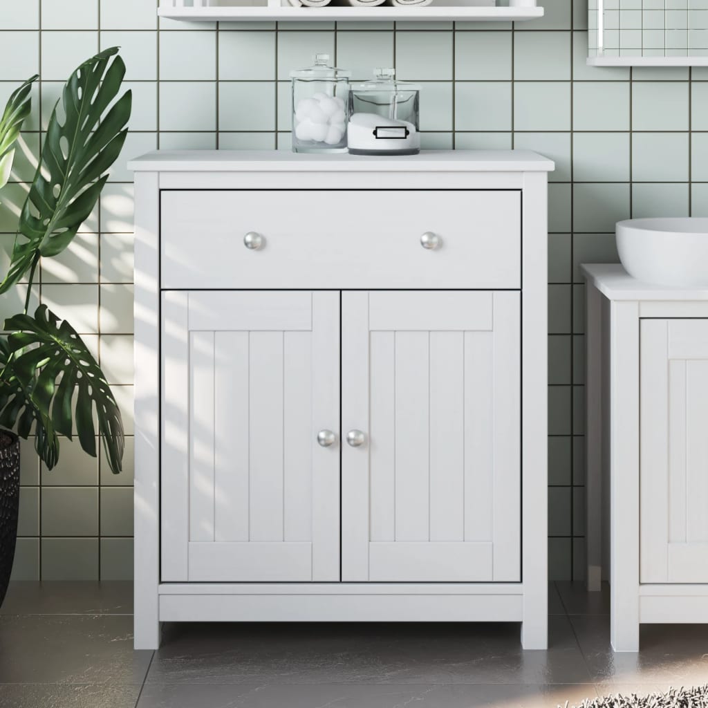 Meuble de salle de bain Berg en bois de pin blanc massif 69,5x34x80 cm v5102 Vetonek