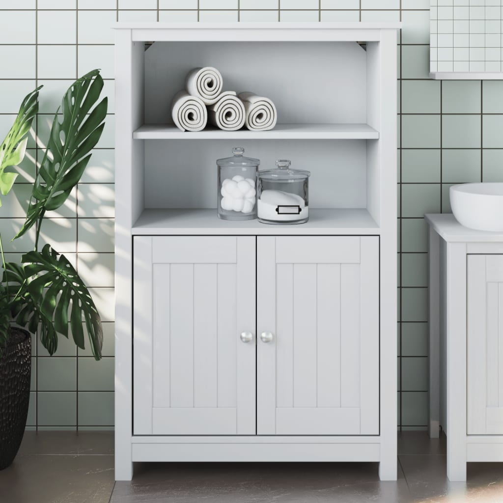 Meuble de salle de bain Berg en bois de pin blanc massif 69,5x34x110 cm v5140 Vetonek