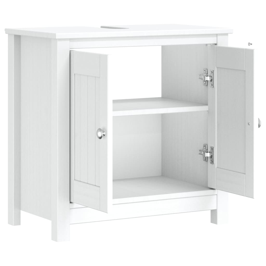 Meuble lavabo Berg en bois de pin blanc massif 60x34x59cm v5201 - Vetonek