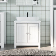 Meuble lavabo de salle de bain Berg en bois de pin blanc massif 60x34x59cm v5201 Vetonek
