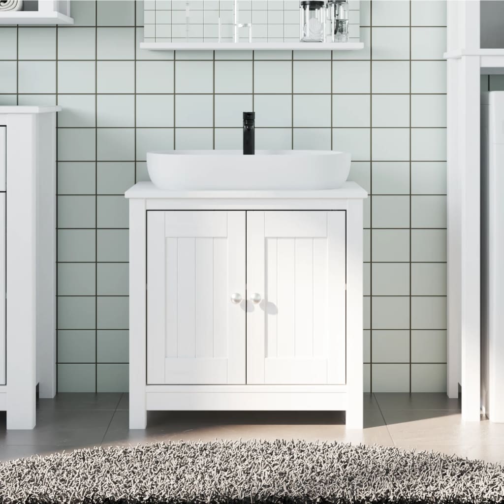 Meuble lavabo de salle de bain Berg en bois de pin blanc massif 60x34x59cm v5201 Vetonek