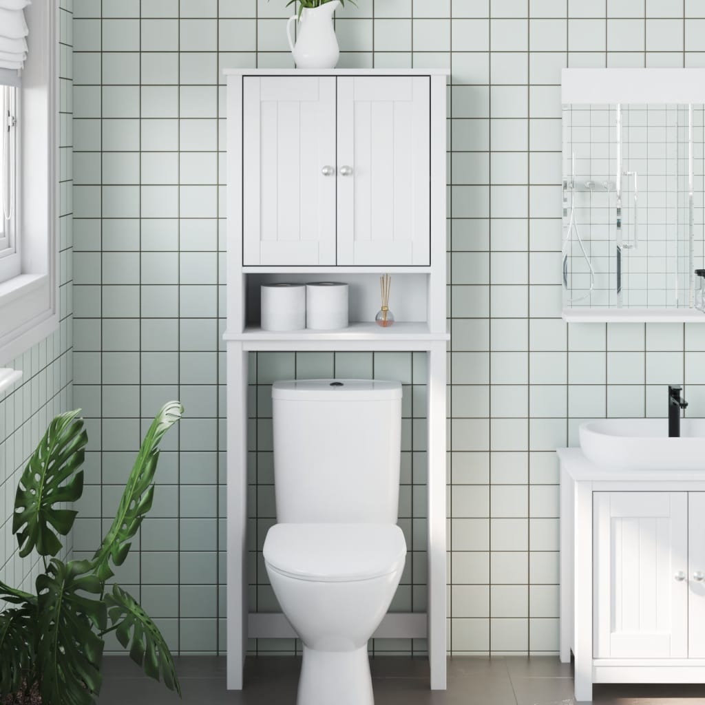 Meuble de toilette Berg bois massif blanc 60x27x164,5 cm v5225 Vetonek