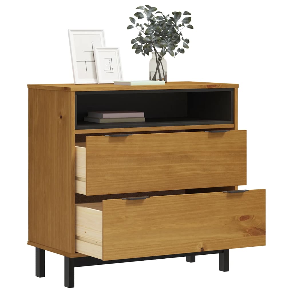 Commode flam en bois de pin massif 80x40x80 cm v7502 - Vetonek