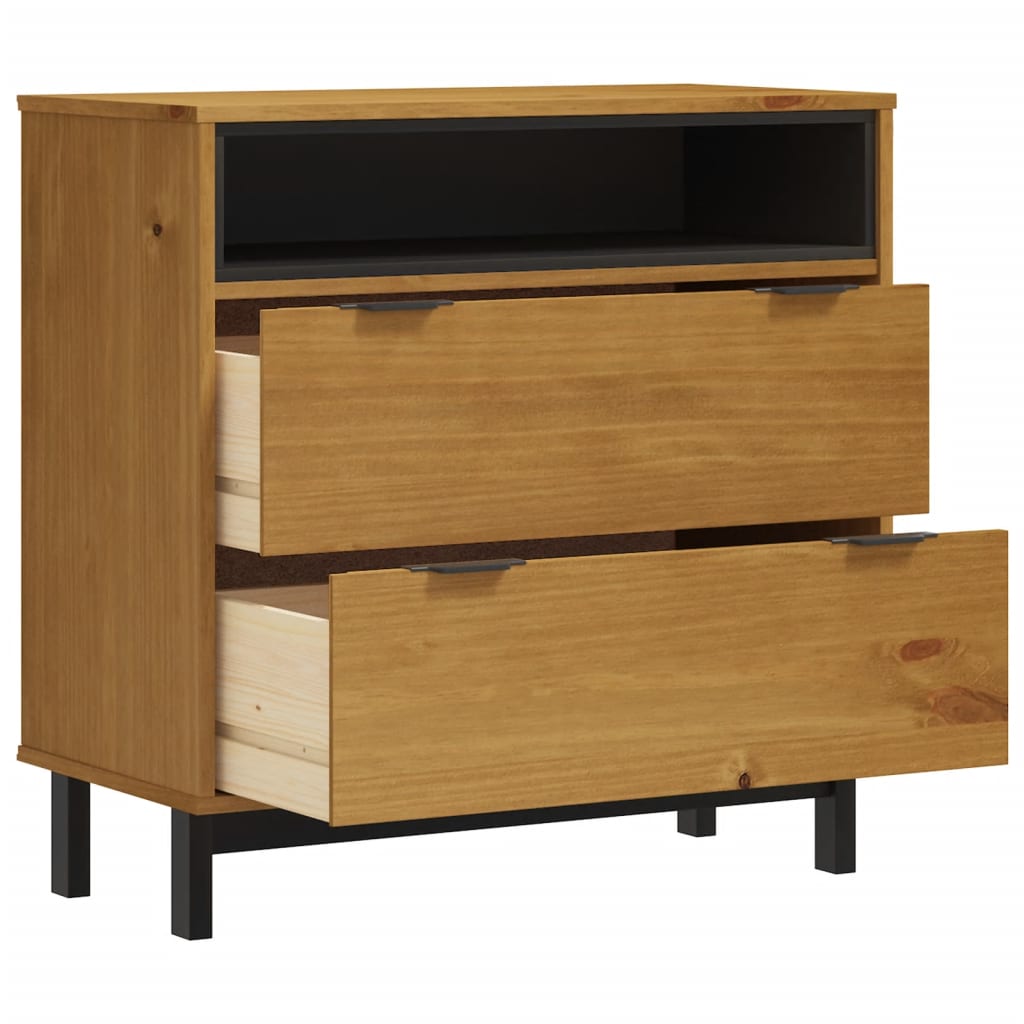 Commode flam en bois de pin massif 80x40x80 cm v7502 - Vetonek