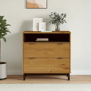 Commode flam bois de pin massif 80x40x80 cm v7502 Vetonek