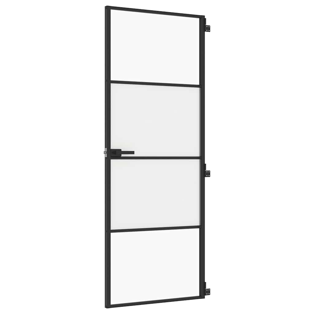 Porte intérieure fine noire en verre et aluminium 76x201,5 cm 