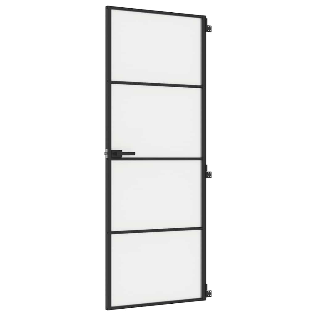 Porte intérieure fine noire en verre et aluminium 76x201,5 cm 