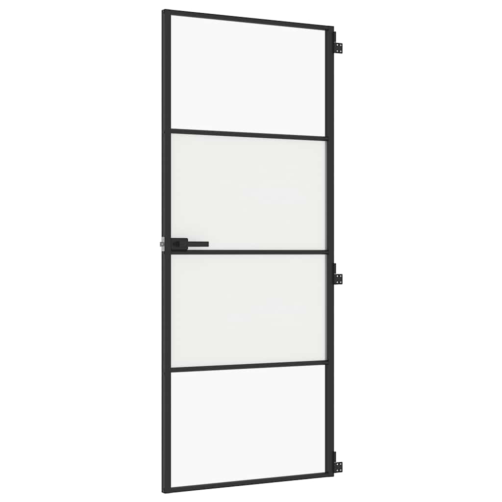 Porte intérieure fine noire en verre et aluminium 83x201,5 cm 