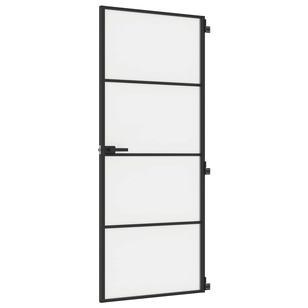 Porte intérieure fine noire en verre et aluminium 83x201,5 cm 