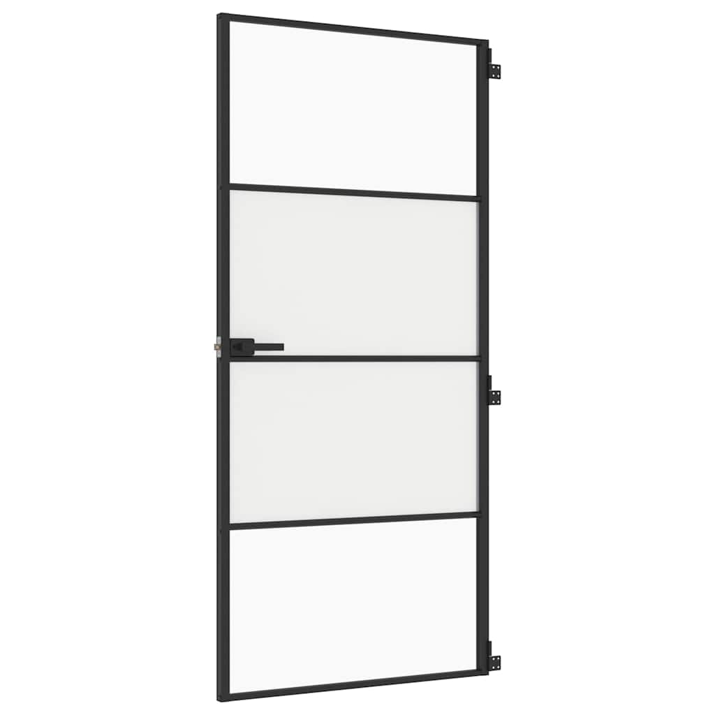 Porte intérieure fine noire en verre et aluminium 93x201,5 cm 