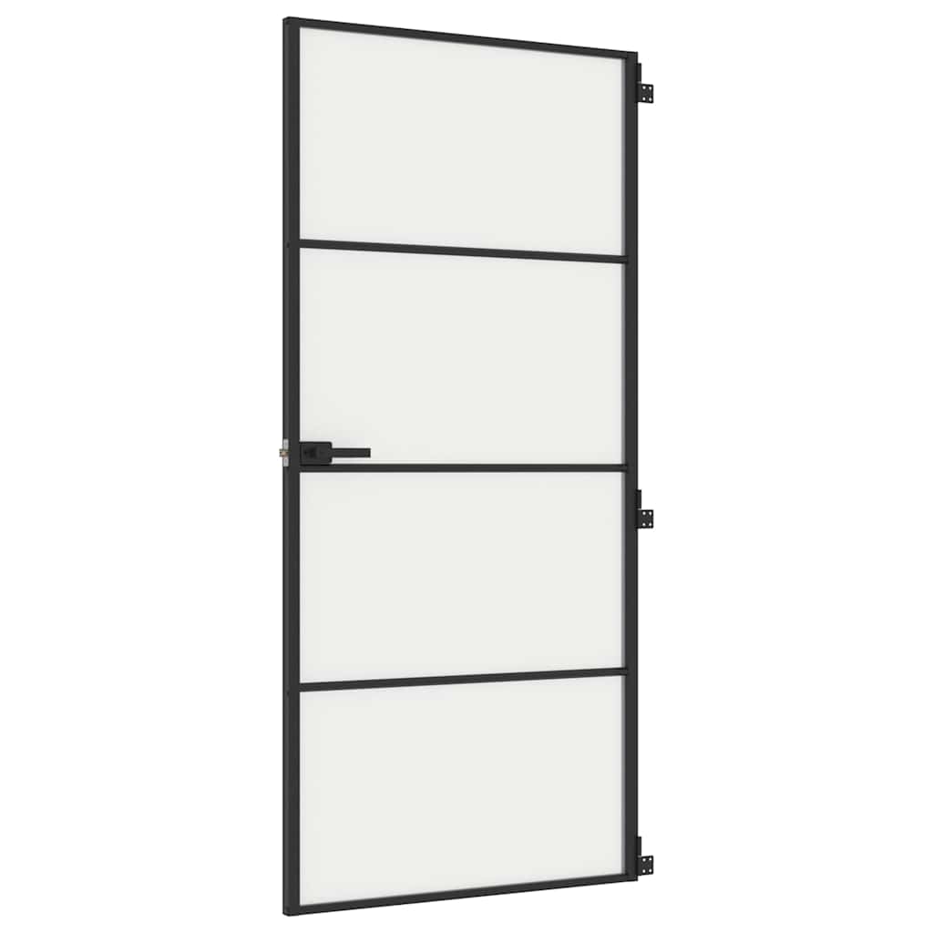 Porte intérieure fine noire en verre et aluminium 93x201,5 cm 