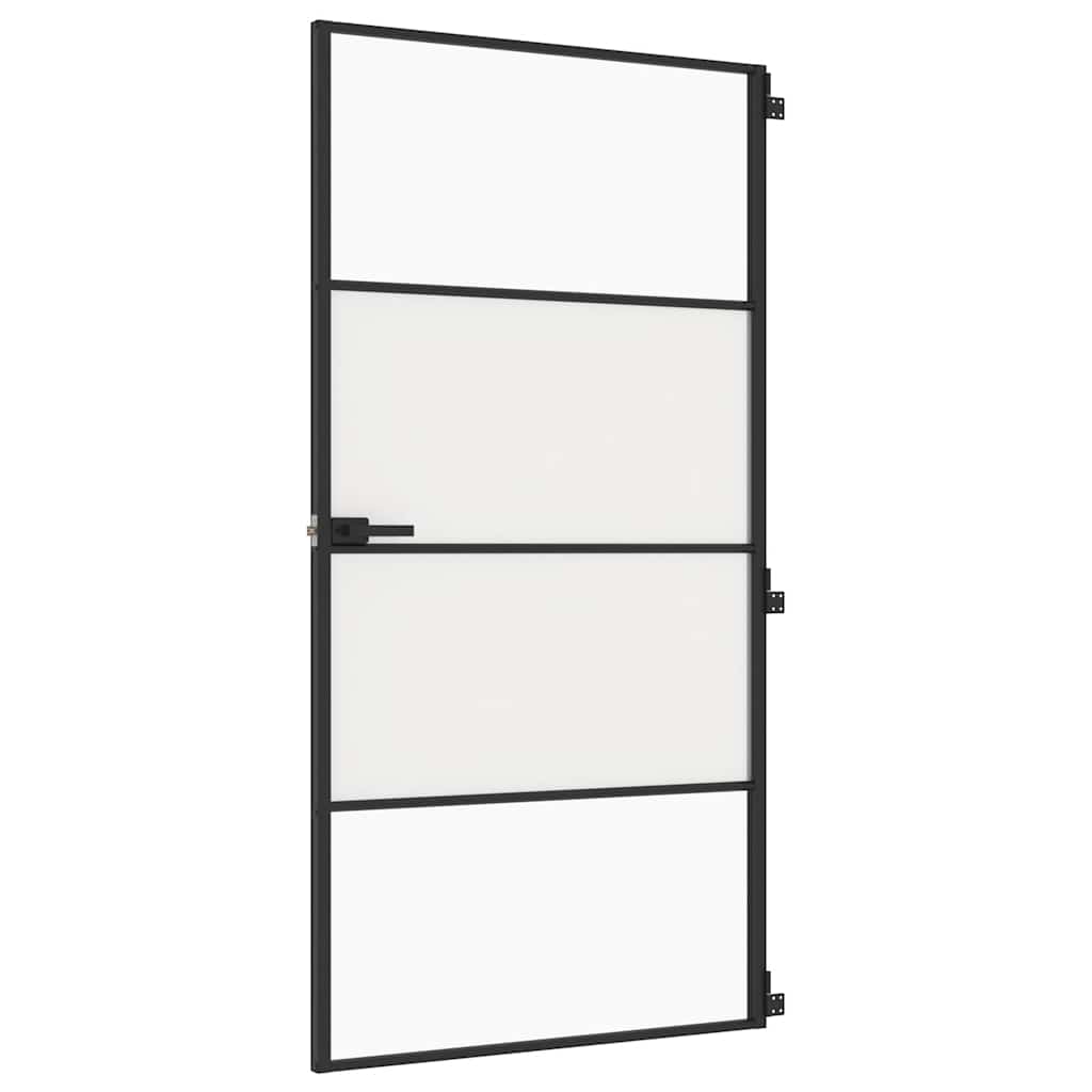 Porte intérieure fine noire en verre et aluminium 102,5x201,5 cm 