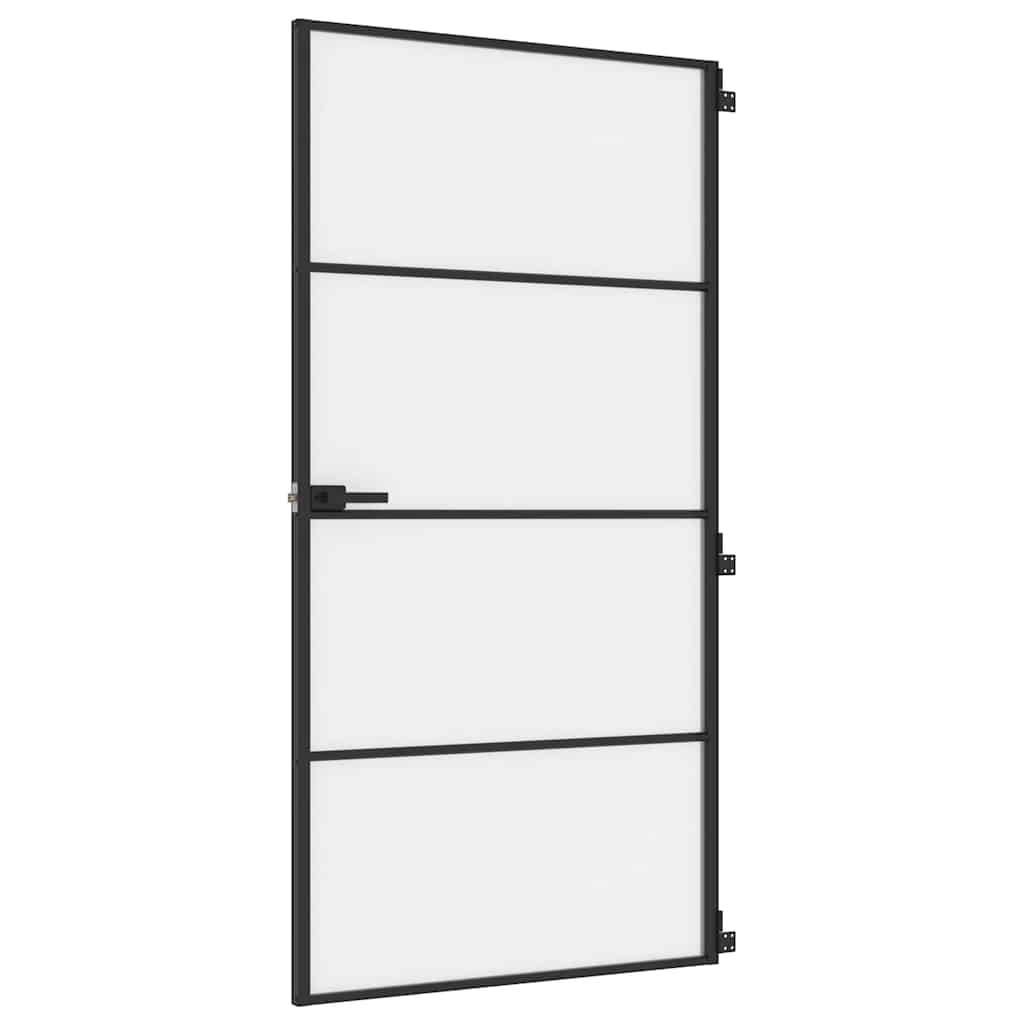 Porte intérieure fine noire en verre et aluminium 102,5x201,5 cm 