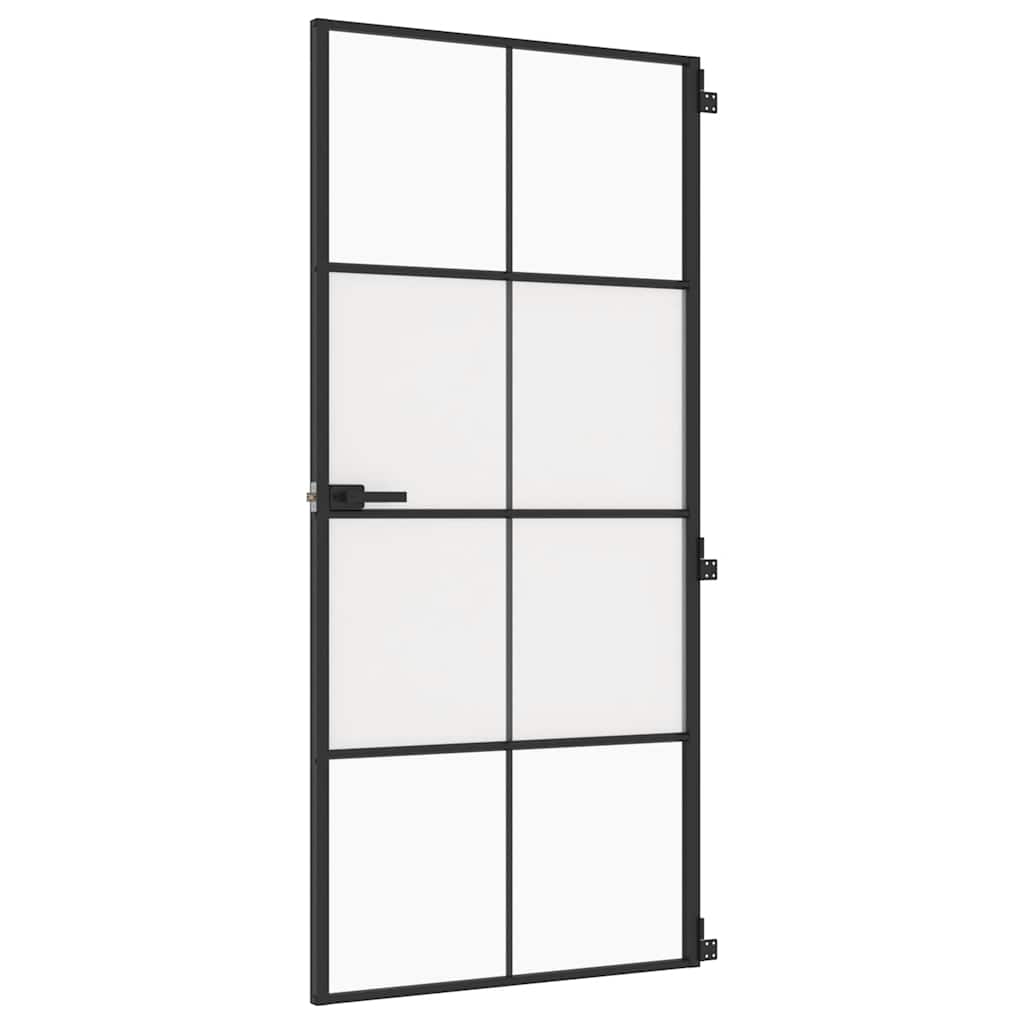 Porte intérieure fine noire en verre et aluminium 93x201,5 cm 