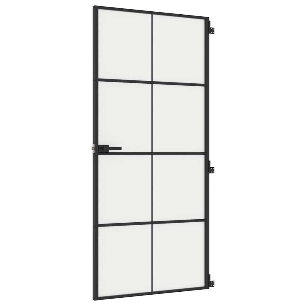 Porte intérieure fine noire en verre et aluminium 93x201,5 cm 