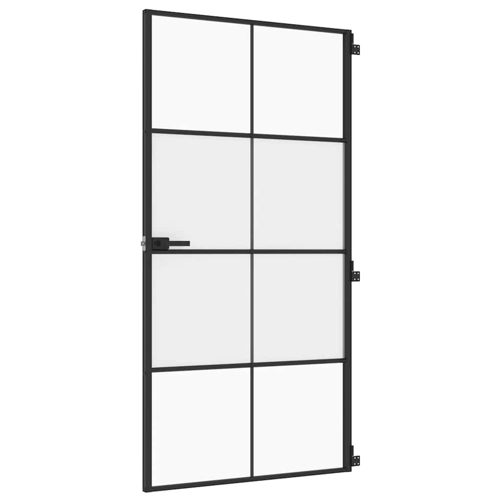 Porte intérieure fine noire en verre et aluminium 102,5x201,5 cm 