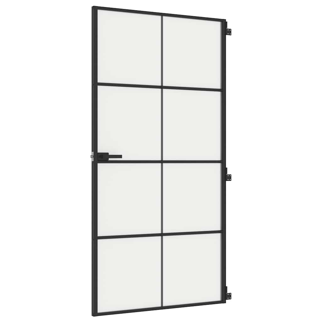 Porte intérieure fine noire en verre et aluminium 102,5x201,5 cm 