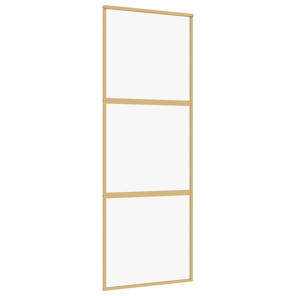 Puerta Corredera Dorada de Vidrio ESG Transparente y Aluminio 76x205cm
