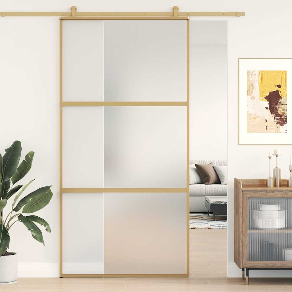 Puerta Corredera Dorada de Vidrio ESG Esmerilado 102,5 x 205 cm