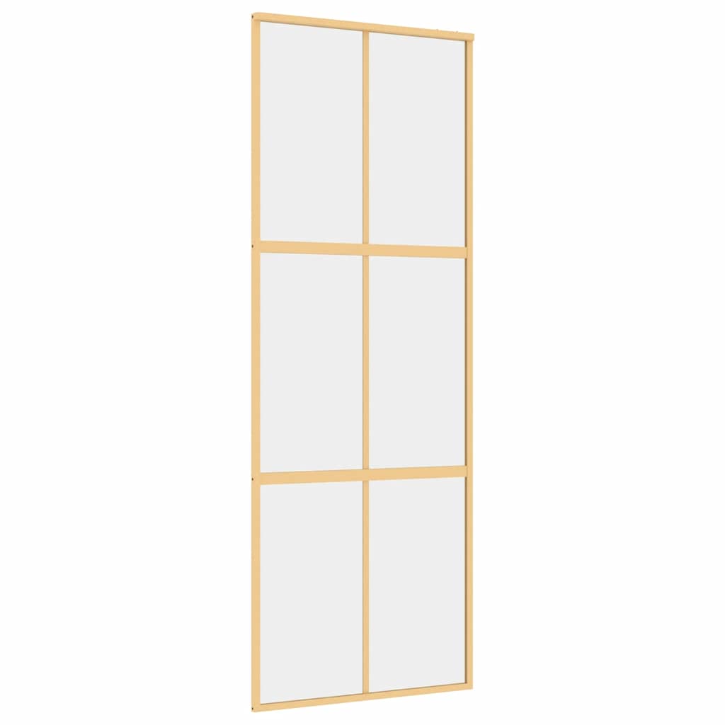 Puerta Corredera de Vidrio ESG Transparente y Aluminio Dorada 76x205cm