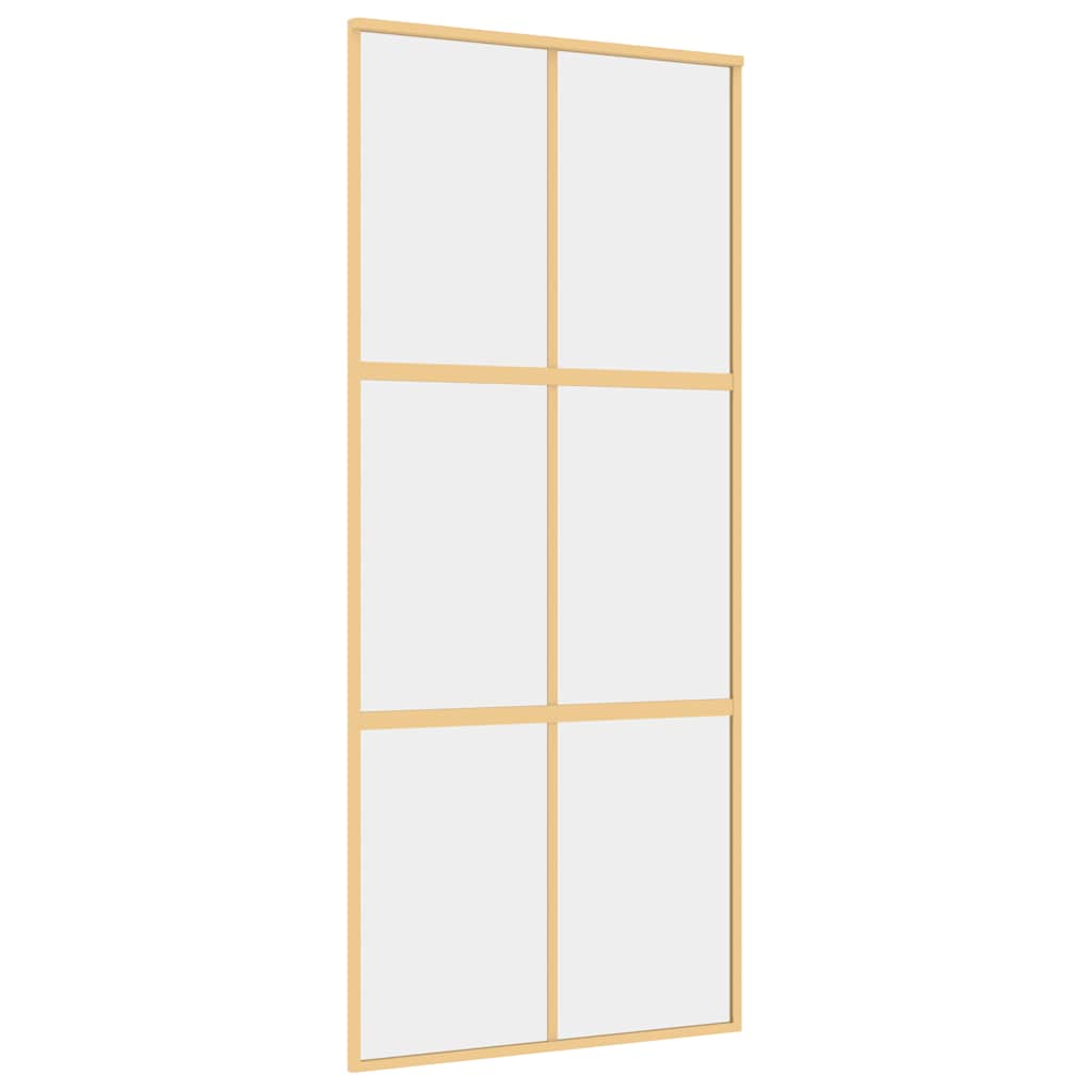 Puerta Corredera de Vidrio ESG Transparente y Aluminio Dorada 90x205cm