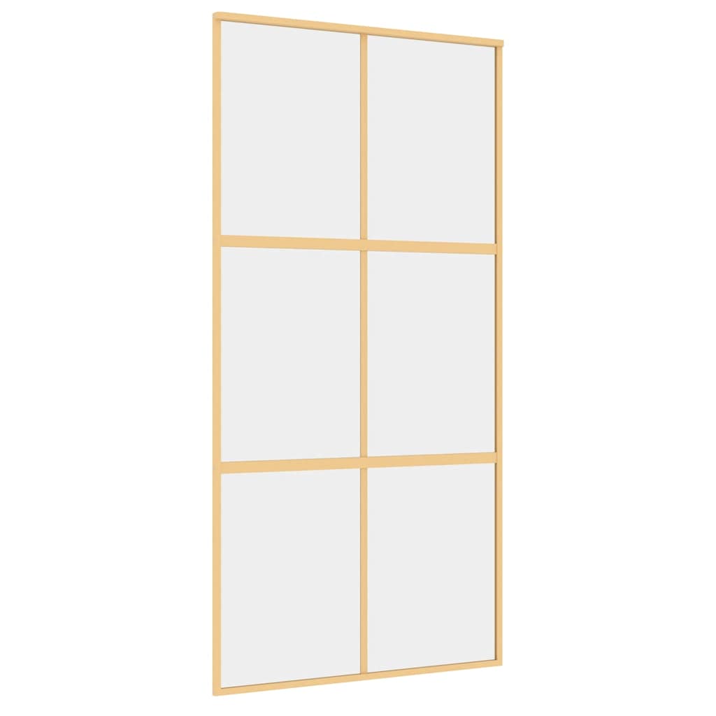 Puerta Corredera Dorada de Vidrio ESG Transparente y Aluminio 102,5 x 205 cm