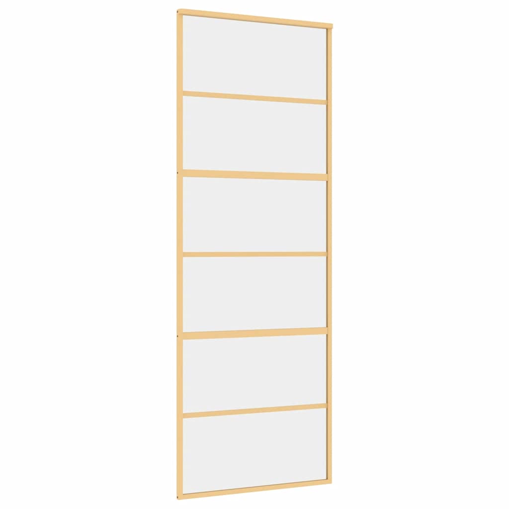 Puerta Corredera Dorada de Vidrio ESG Transparente y Aluminio 76x205cm