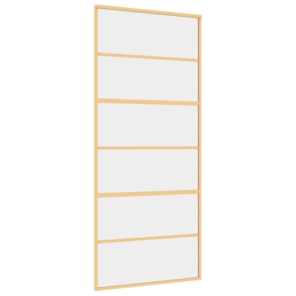 Puerta Corredera Dorada de Vidrio ESG Transparente y Aluminio 90x205cm