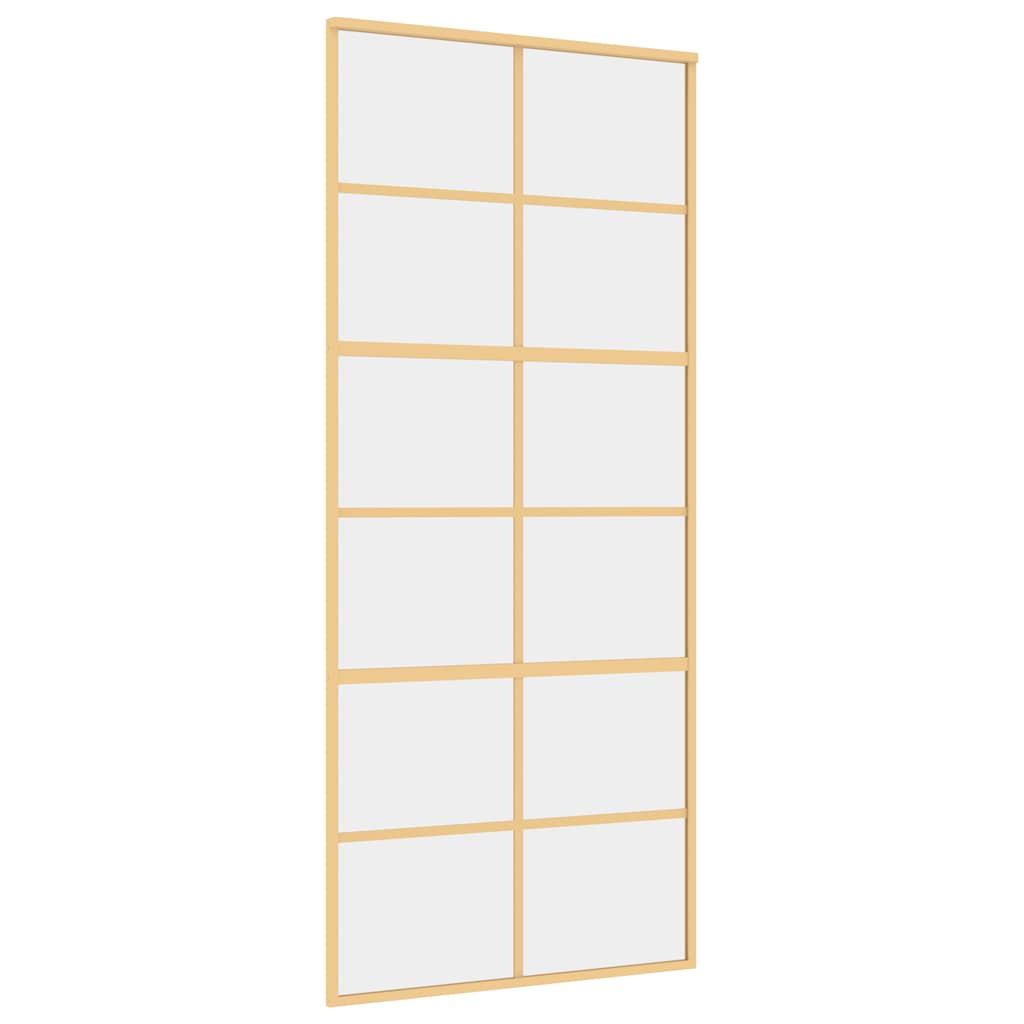 Puerta Corredera de Vidrio ESG Transparente y Aluminio Dorado 90x205cm