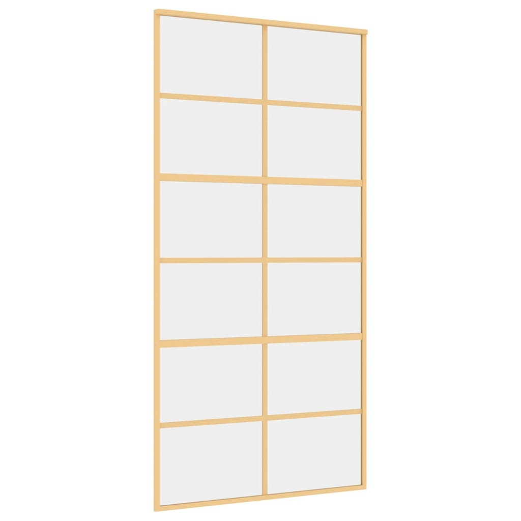 Puerta Corredera Dorada de Vidrio ESG Transparente y Aluminio 102,5 x 205 cm
