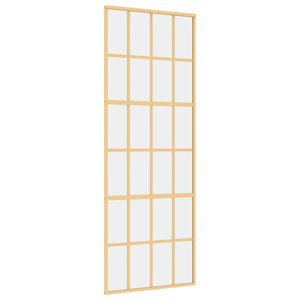 Puerta Corredera Dorada de Vidrio ESG Transparente y Aluminio 76x205cm