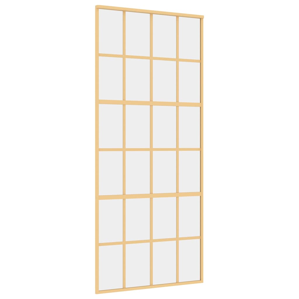 Puerta Corredera Dorada de Vidrio ESG Transparente y Aluminio 90 x 205 cm