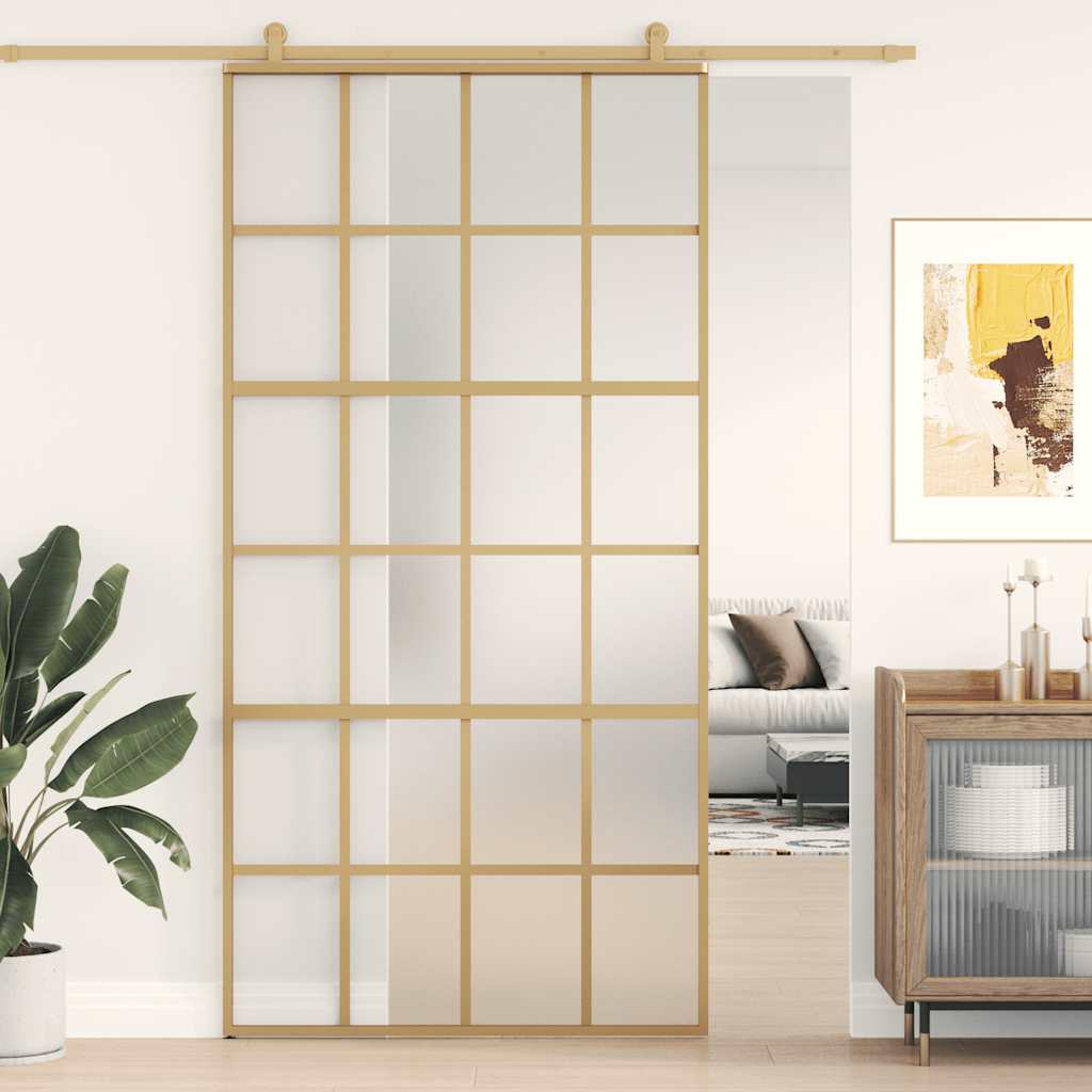 Puerta Corredera Dorada de Vidrio ESG Esmerilado 102,5 x 205 cm