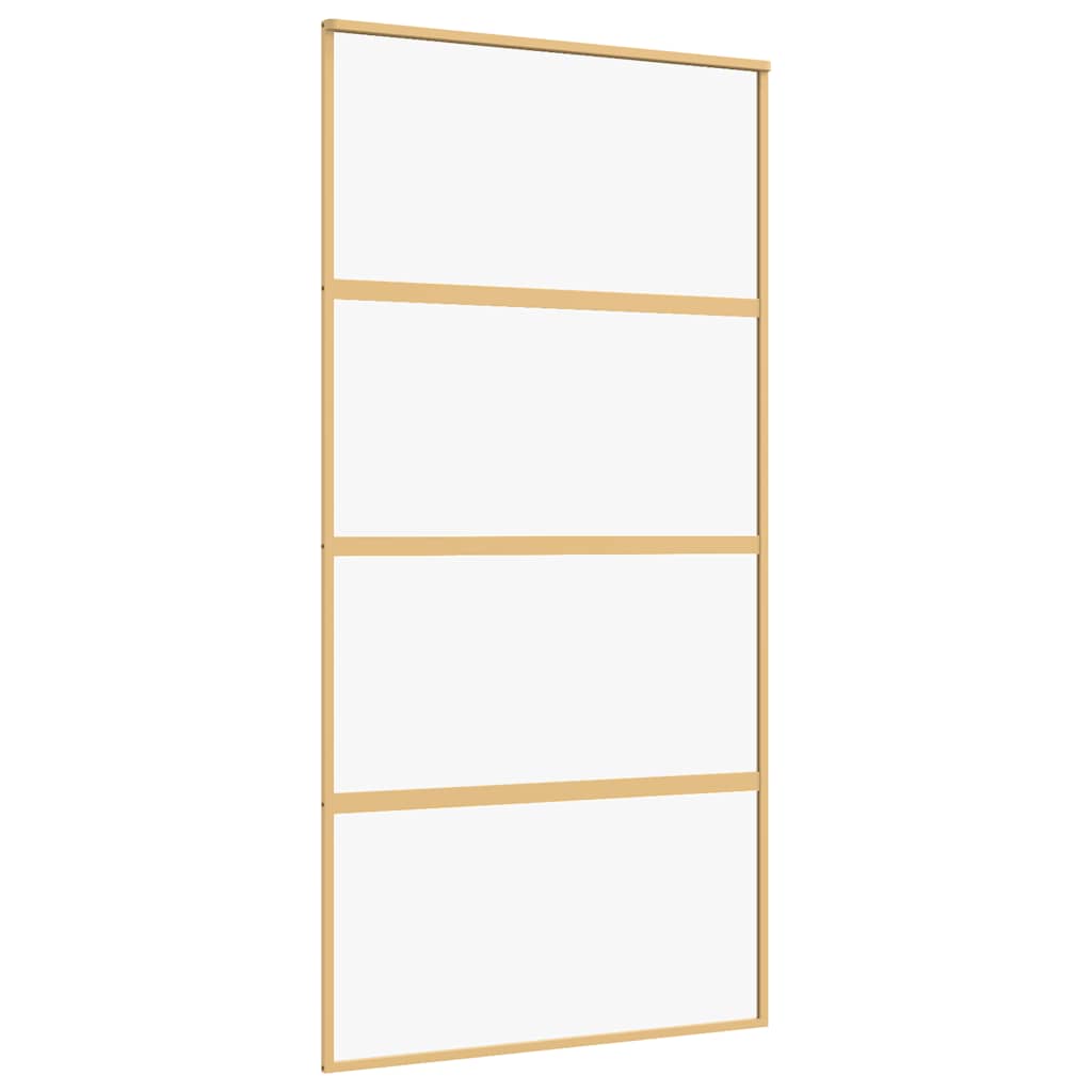 Porte coulissante dorée en verre ESG transparent et aluminium 
