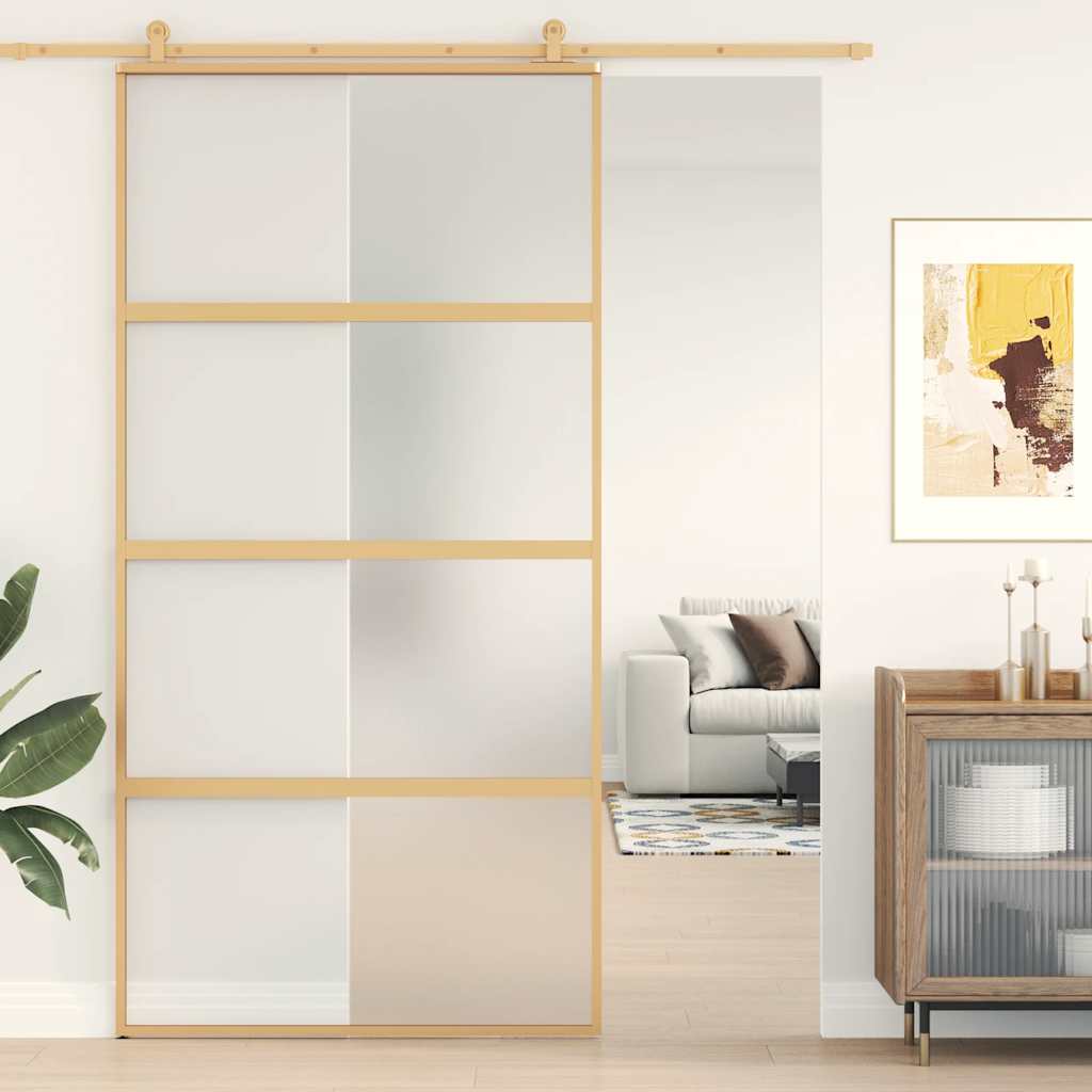 Puerta Corredera Dorada de Vidrio ESG Esmerilado 102,5 x 205 cm