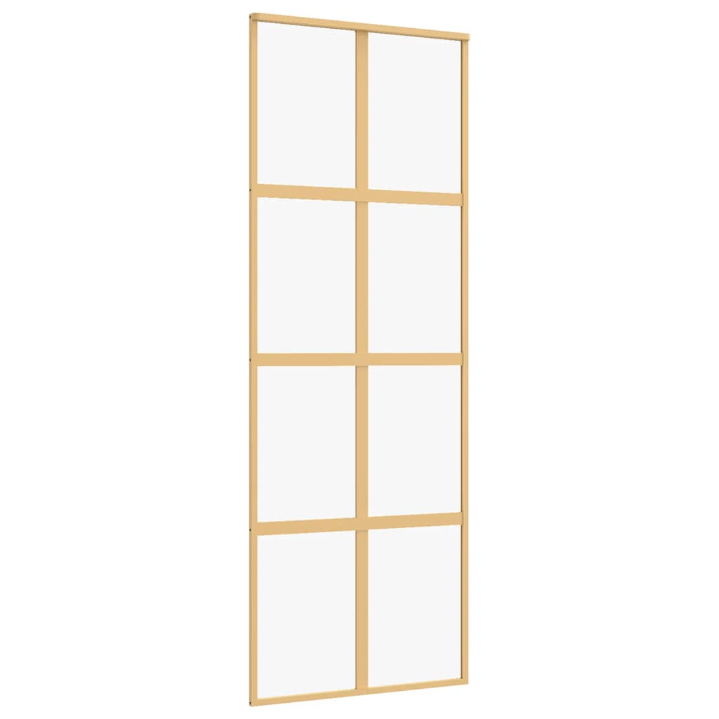 Porte coulissante dorée en verre ESG transparent et aluminium 