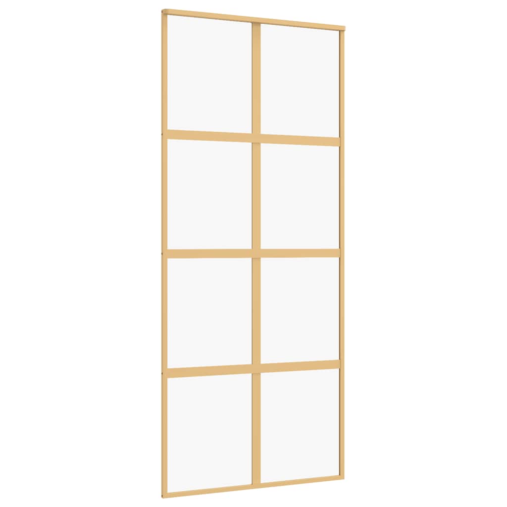 Puerta Corredera Dorada de Vidrio ESG Transparente y Aluminio 90 x 205 cm