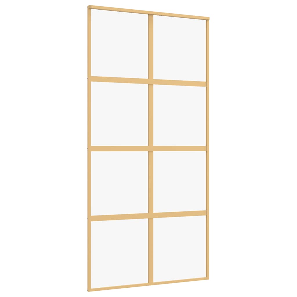 Puerta Corredera de Vidrio ESG Transparente y Aluminio Dorada 102,5x205cm